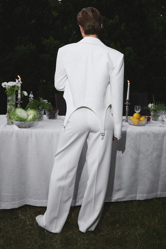 Брюки котонові на середній посадці зі стрілками 