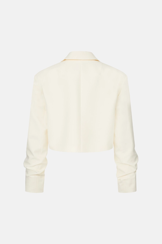 Жакет кроп котоновий зі збіркою на рукаві 