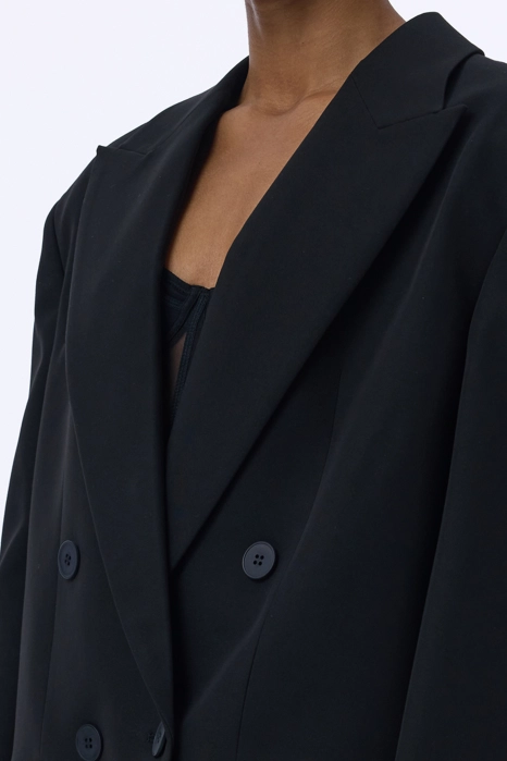 Oversized double-breasted cotton blazer with shoulder pads