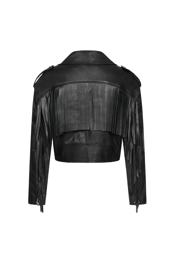 Куртка шкіряна з бахромою 