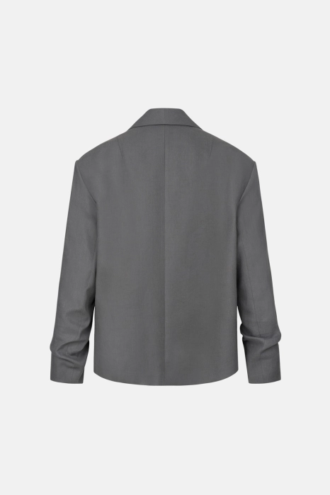 Жакет лляний оверсайз зі збіркою на рукаві