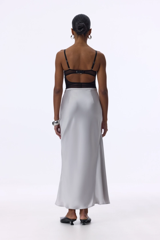Satin midi skirt - photo 4