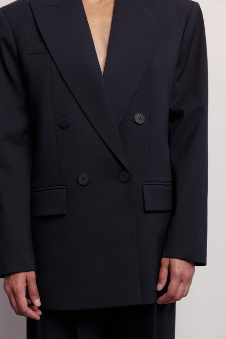 Жакет вовняний двобортний оверсайз з підплічниками