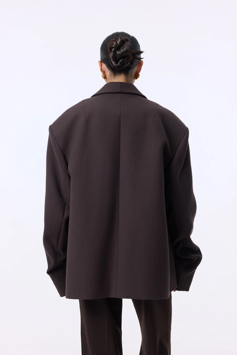 Пальто-жакет оверсайз із збіркою на рукаві