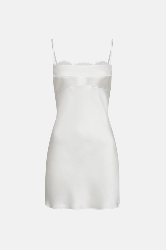 Mini dress with thin straps and lace - photo 1