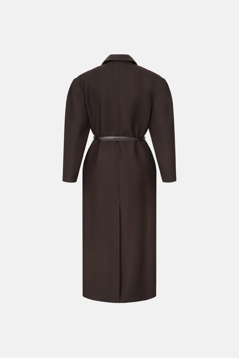 Double-breasted coat with accent shoulder