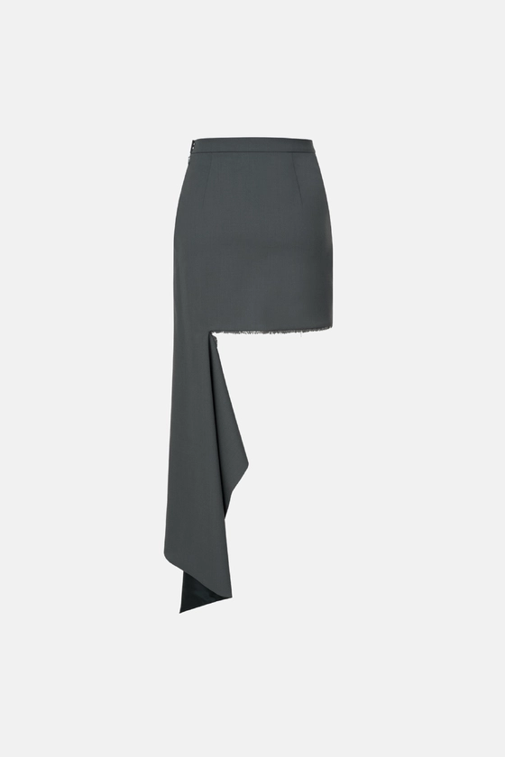 Спідниця вовняна міні з відрізаною деталлю 