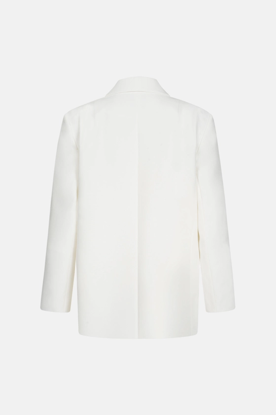 Double-breasted cotton blazer with shoulder pads - photo 2