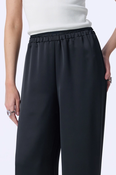 Брюки атласні з імітацією мереживної білизни