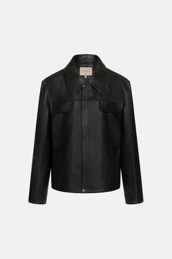 Куртка шкіряна з карманами клапанами 