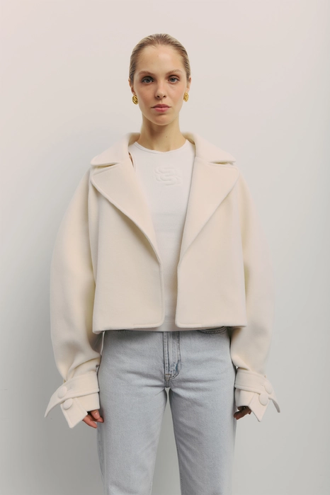 Пальто кроп зі спущеним рукавом