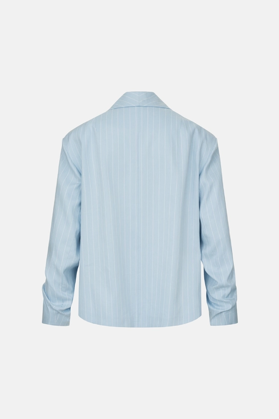 Жакет лляний оверсайз зі збіркою на рукаві 