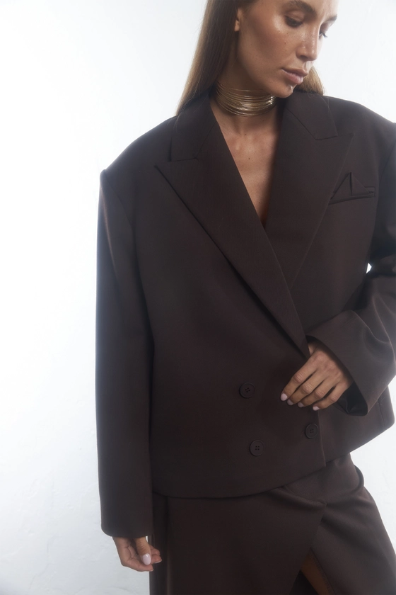 Жакет вовняний оверсайз з трикутничком 