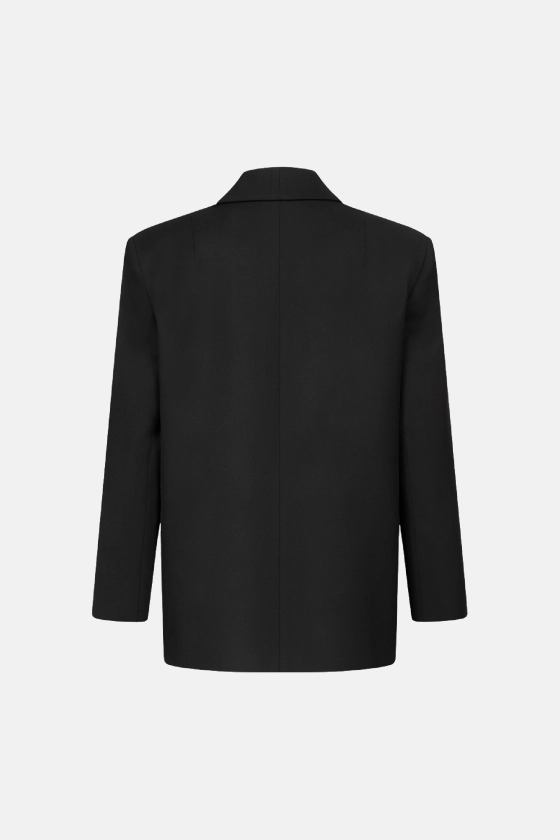 Oversized double-breasted wool blazer with shoulder pads - photo 2