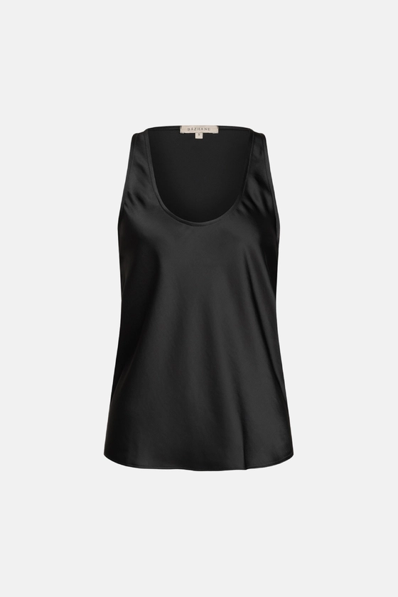 Топ атласний з глибоким вирізом 