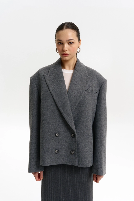 Пальто-жакет оверсайз з трикутничком 