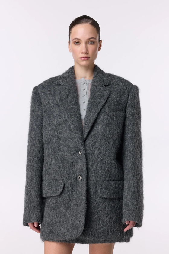 Пальто-жакет оверсайз з альпаки 