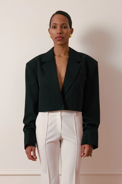 Жакет кроп котоновий зі збіркою на рукаві Жакет кроп котоновий зі збіркою на рукаві