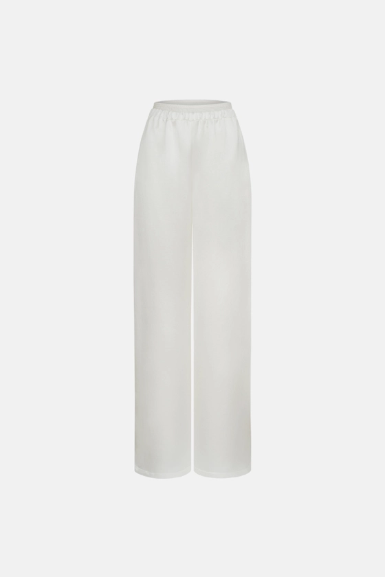 Брюки атласні з імітацією мереживної білизни 