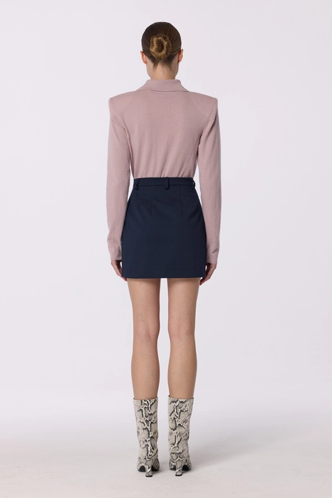 Woolen mini skirt with a mid-length fit