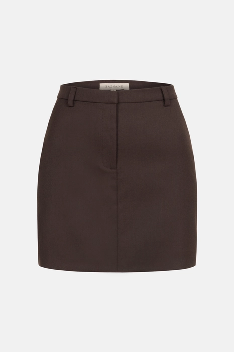 High-waisted wool mini skirt