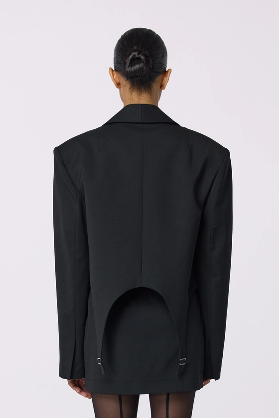 Жакет кроп вовняний з гартерами 