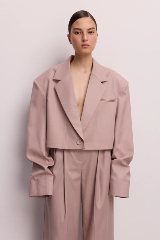 Жакет кроп котоновий зі збіркою на рукаві 