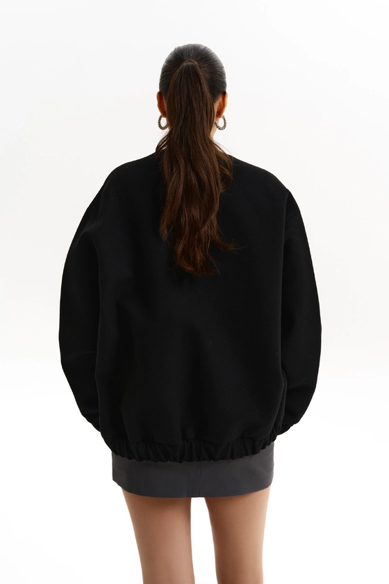 Бомбер з пальтової цупкої тканини, чорний 100% virginwool 8527-1-5 M/L(р) 