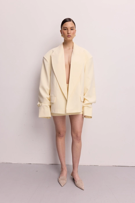 Жакет котоновий оверсайз зі збіркою на рукаві