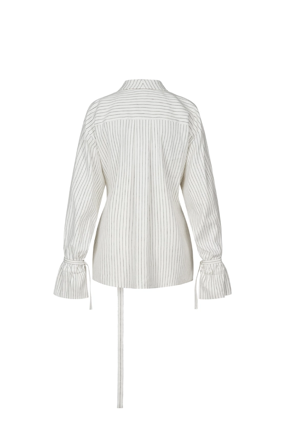 Сорочка лляна оверсайз подовжена з зав'язками 