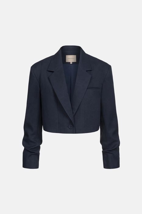 Жакет кроп лляний зі збіркою на рукаві