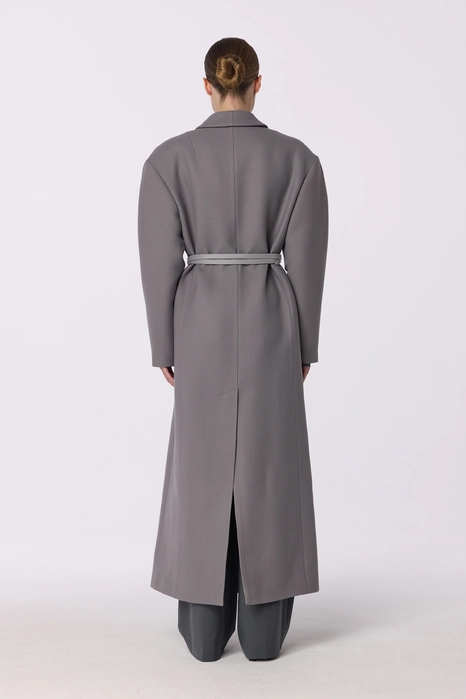 Double-breasted coat with accent shoulders