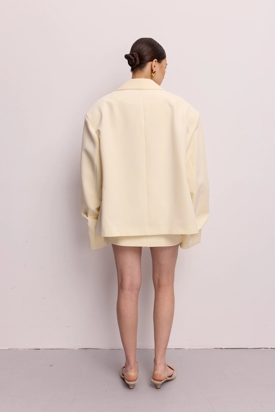 Жакет котоновий оверсайз зі збіркою на рукаві 