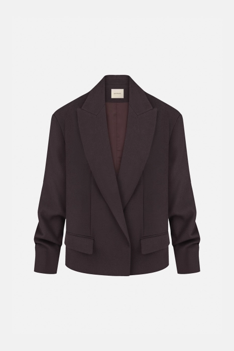 Пальто-жакет оверсайз із збіркою на рукаві