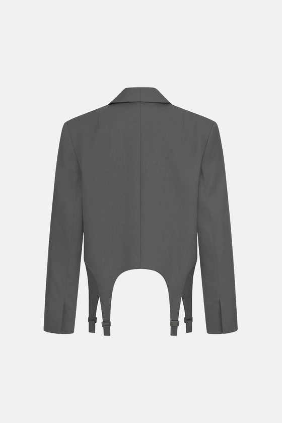 Жакет кроп вовняний з гартерами 