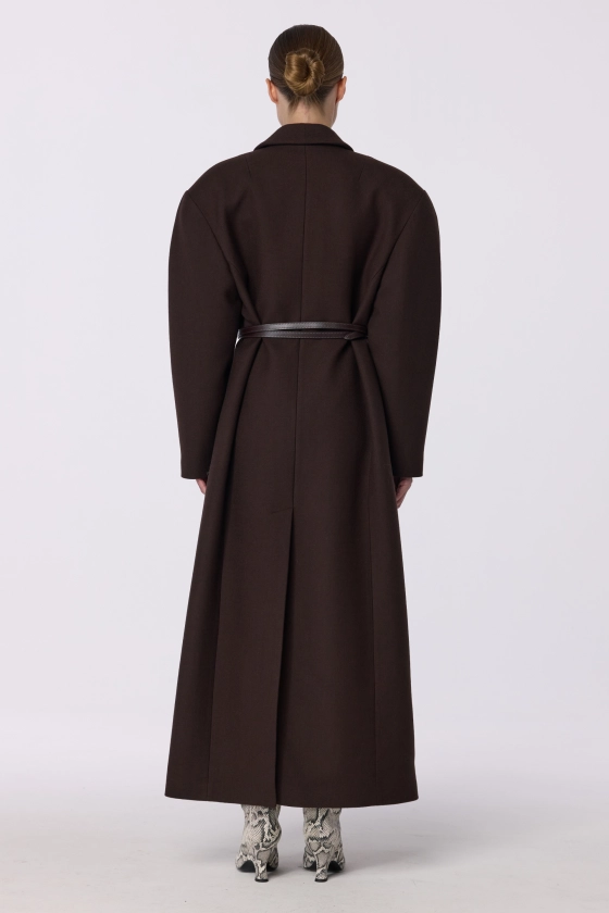 Double-breasted coat with accent shoulder - photo 5