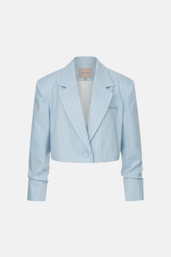 Жакет кроп лляний зі збіркою на рукаві 