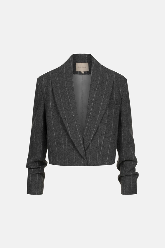 Пальто кроп зі збіркою на рукаві 