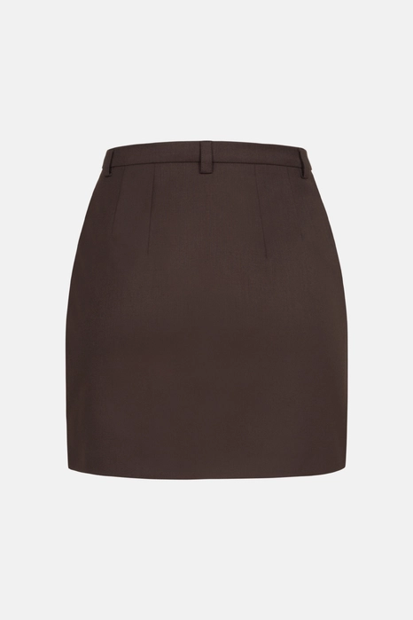 High-waisted wool mini skirt