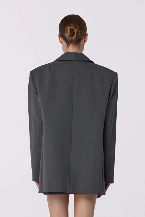 Жакет вовняний двобортний оверсайз з підплічниками