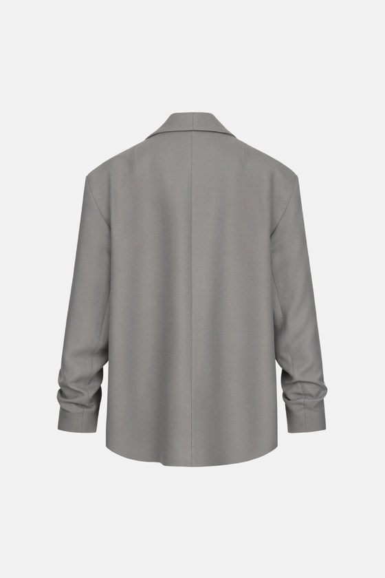 Пальто-жакет оверсайз із збіркою на рукаві 