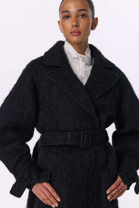 Пальто з альпаки максі зі спущеним рукавом