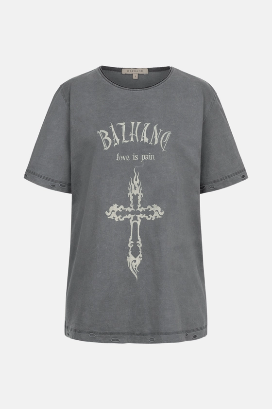 Вінтажна футболка оверсайз з принтом Хрест 