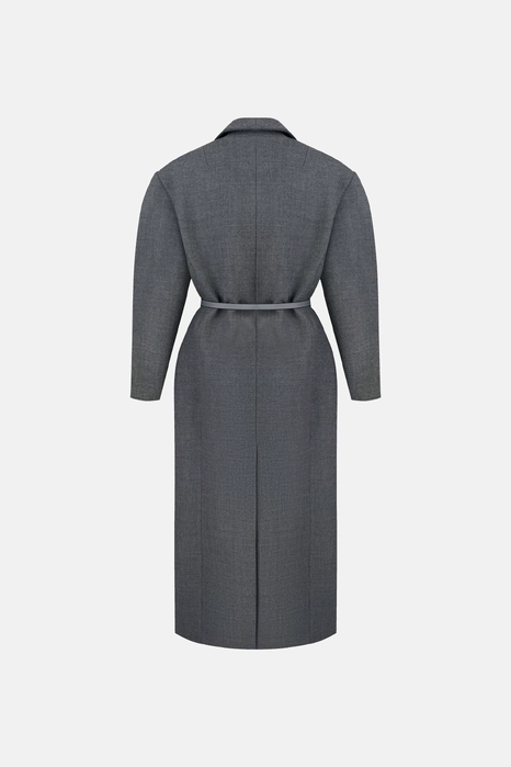 Double-breasted coat with accent shoulder