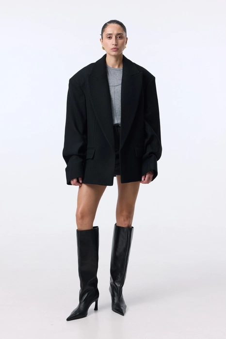 Пальто-жакет оверсайз із збіркою на рукаві