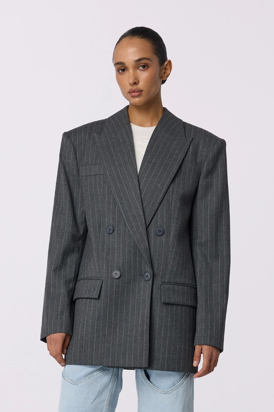 Жакет вовняний двобортний оверсайз з підплічниками 