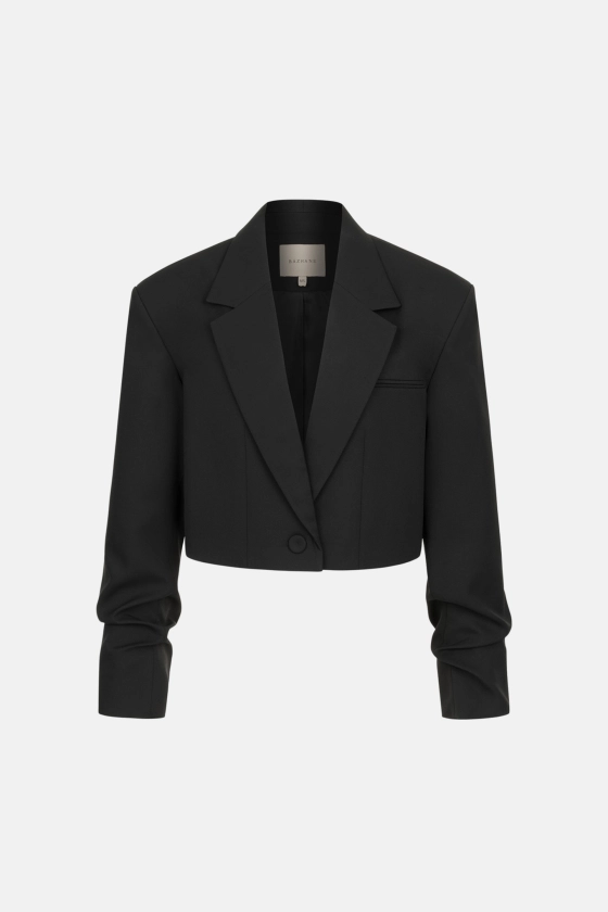 Жакет кроп вовняний зі збіркою на рукаві 