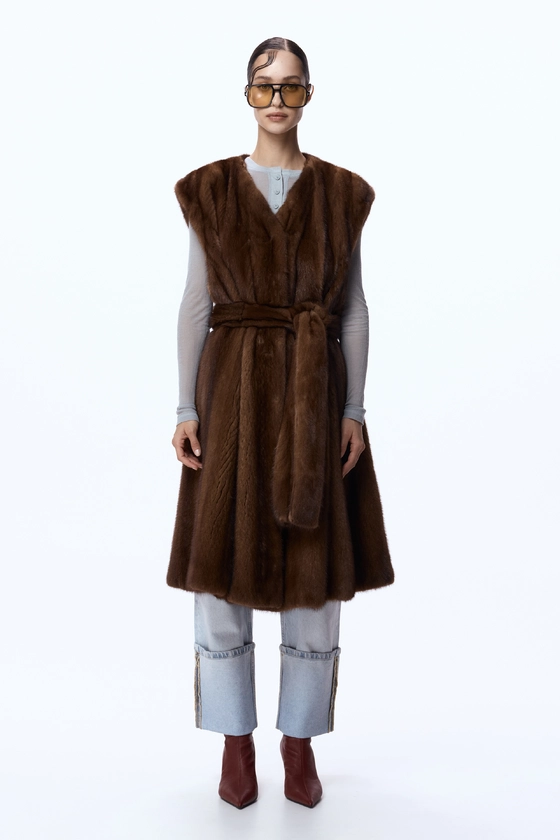 Вінтажна норкова шуба-жилет 