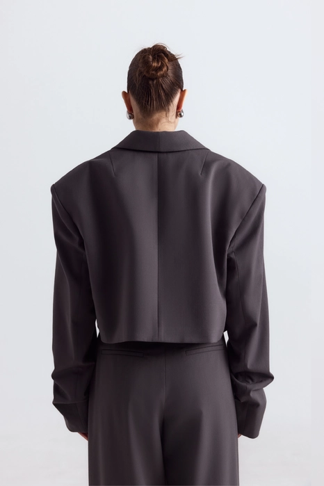 Жакет кроп вовняний зі збіркою на рукаві