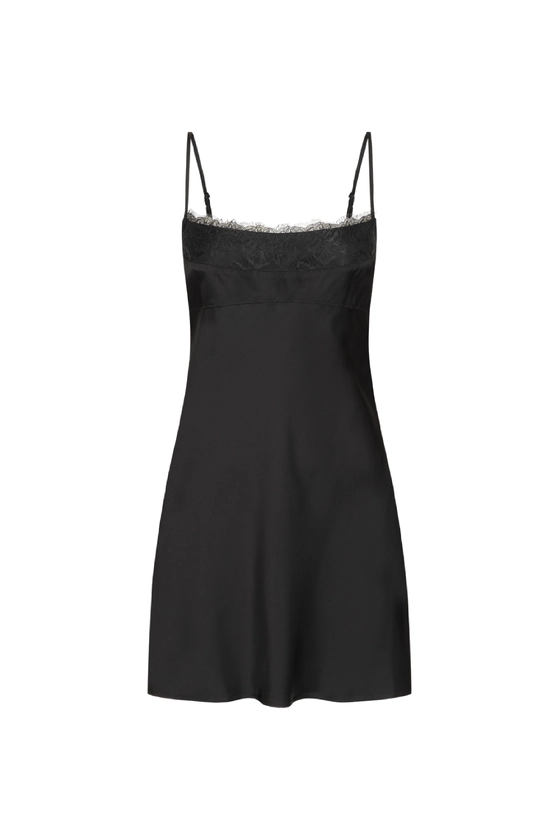 Сукня міні на тонких брительках з мереживом 